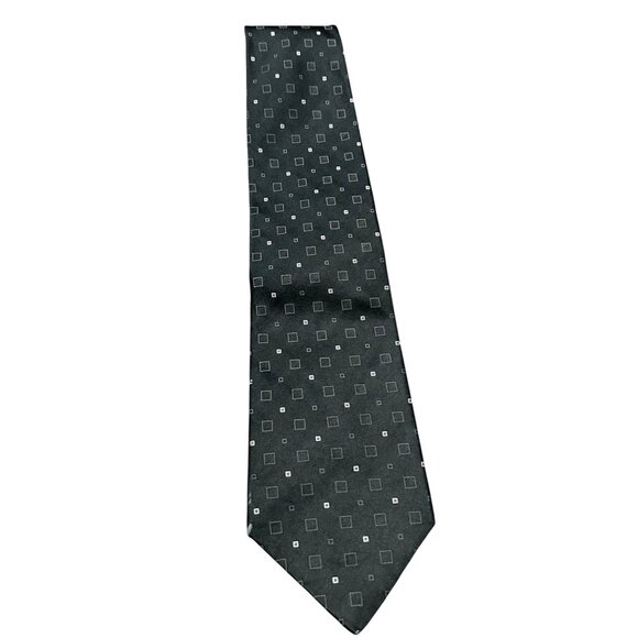 Murano Black Silk Tie With Square Pattern - Picture 1 of 7